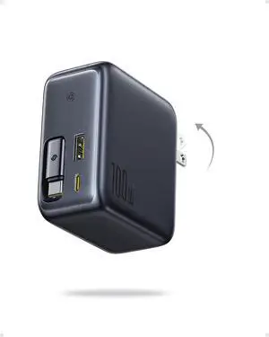 Enercore 100W USB C Charger with Retractable Built-in Cable 3-Port Foldable Plug PD Fast Charging Wall Adapter for MacBook Pro/Air iPad iPhone 17 Galaxy S25 Pixel Steam Deck ROG Ally
