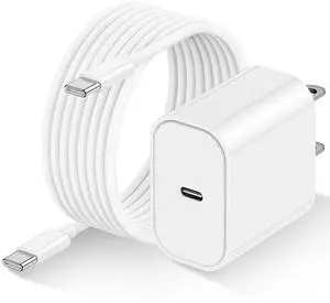 20W USB C Fast Charger Block with 10 Ft Type C to C Cable (60W) for iPhone16/15 Pro Max USB C to C Cord for iPhone 15/Mini/Plus/MacBook/iPad/