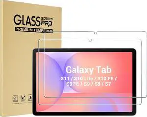2 Pack Screen Protector for Tablet Galaxy Tab S11/ Tab S10 Lite/Tab S10 FE 2025/Tab S9 FE 10.9/ Tab S9 2023/ Tab S8 2022/ Tab S7 2020 11 Hardness Tempered Glass Screen Film Guard