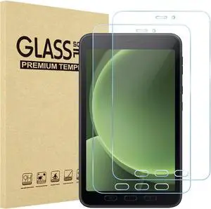 2 Pack Screen Protector for Galaxy Tab Active5 5G 2024/ Active3 2022 8 inch9H Tempered Glass HD Clear Film Guard for Tablet SM-X300/T570/T575/T577
