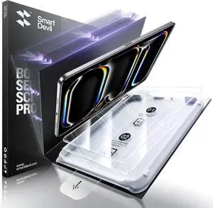 Screen Protector for iPad Pro 11 inch (2024/2022/2021/2020/2018 M4) with Easy Installation Frame 9H Clear Tempered Glass Film Anti-Shatter 2 Pack