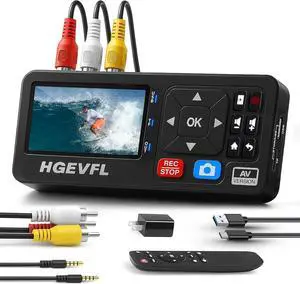 VHS to Digital Converter with 3 Display AV & HDMI Video Capture Device VCR to Digital Recorder for VHS Tapes Hi8 Mini DV DVD Camcorders Gaming TV Box  USB/TF Storage-Black