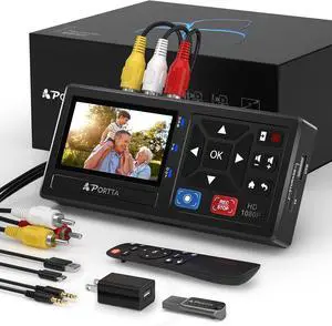 VHS to Digital Converter with 128GB USB3.0 Flash Drive Video to Digital Recorder Compatible with VHS VCR DVR DVD Hi8 Mini DV Players Camcorder (Tapes/DVD Player Not Included)