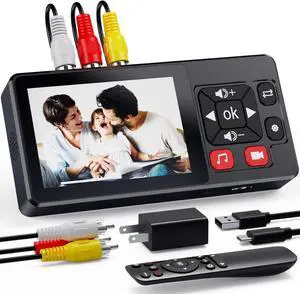 Video to Digital Converter 2.0 VHS to Digital Converter Recorder with Remote Convert Record Video Audio from VHS VCR DVR DVD Hi8 Mini DV Players Camcorder Gaming Consoles(Players Needed)