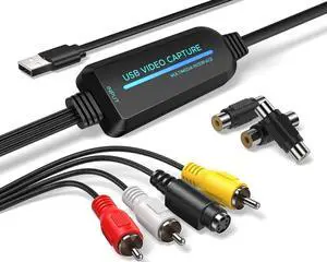 VHS to Digital Converter -1080p USB 2.0 Capture Card- Convert VHS Mini DV Hi8 DVD & VCR to Digital for Mac/Windows