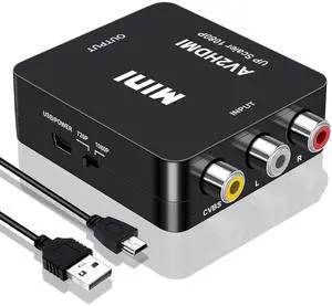 RCA to HDMI Converter AV to HDMI Converter 1080P Mini RCA Composite CVBS Video Audio Converter Adapter Supporting PAL/NTSC for TV/PC/PS3//PS4/Laptop/STB/Xbox VHS/VCR/Blue-Ray DVD Players