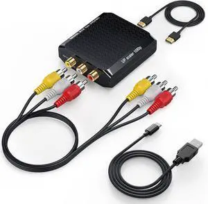 RCA to HDMI Converter 1080P AV to HDMI Converter Mini Composite CVBS Audio Video Adapter Supports PAL/NTSC for VCR/VHS/Xbox/PS3/STB/N64/Wii/TV/PC/Blue-Ray DVD Players