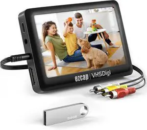 VHS to Digital Converter Video to Digital Converter 3.0 (Third Generation) Capture Video from VCRs VHS Tapes Hi8 Camcorder DVD TV Box and Gaming Systems with 4.3 inch TFT Screen and 64GB U Disk