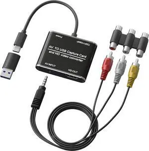 RCA to HDMI Converter & VHS to Digital Converter - USB Video Capture Card for VHS/VCR/DVD/AV - Analog to Digital Converter with 1080P HD Output AV HDMI Adapter Save and Digitize Old Videos