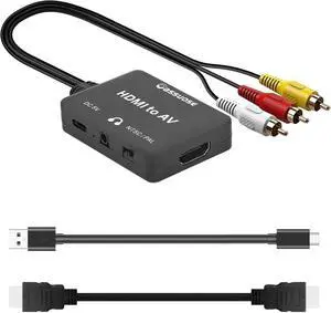 HDMI to RCA Converter with 3.5mm Audio Headphones Port HDMI to AV Adapter for Older TV Supports PAL/NTSC Compatible for Various Streaming Stick Fire TV Stick Chromecast Roku DVD Android TVs Box