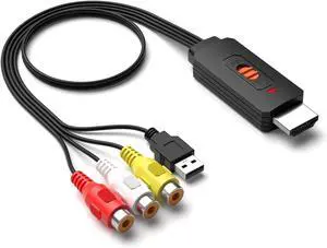 RCA to HDMI Converter Adapter AV to HDMI Composite CVBS Video Audio Cabler Supports with Aspect Ratio Switch (4:3/16:9) 1080P/720P PAL/NTSC for Wii/N64/PS2/DVD