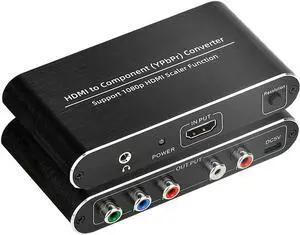 HDMI to Component Converter HDMI to YPbPr 5RCA RGB Converter with Scaler Function up to 1080P@60Hz Supports Video Audio Converter Adapter for TV Stick DVD PS3 PS4 Etc Black