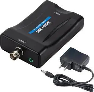 HDMI to BNC Converter Adapter - HD Digital Video in Female BNC Coax Connector Composite Box w/ 3.5mm Audio Out for PS3 PS5 DVD DVR Security Camera CVR CCTV Image Coaxial Analog CVBS Signal Monitor TV