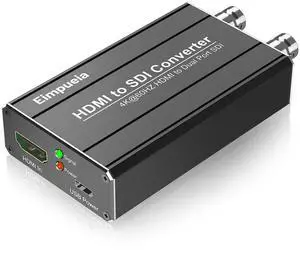 Eimpueia 4K/60Hz HDMI to SDI Converter HDMI Input Dual SDI Output Video Converter Support 4K/60Hz Input Auto Format Detection Extender for Camera Home Theater