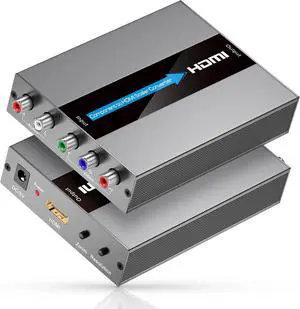 Component to HDMI Converter with Scaling Function Support Resolution and Frame Rate Conversion YPbPr to HDMI Converter for Component Devices to Display on HDTVs(Not Compatible with 240P Input)