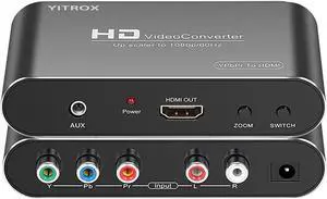 Component to HDMI Converter Upscaler Scaler YPbPr to HDMI Converter Support 1080P for Wii PS2 PS3 Xbox 360 Blu ray Player DVD and More