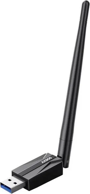 USB WiFi Adapter for Desktop PC - AX900 Wi-Fi 6 Dual Band 5G 2.4G Wireless Adapter with 7DBi Antenna for Win11/10 WiFi Dongle for Desktop PC Laptop Gaming Wireless USB Internet Network Card (Black)