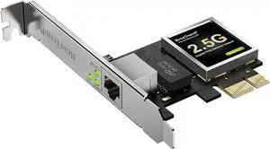 2.5Gb Network Card PCIe Network Adapter RJ45 NIC with Extra Low-profile Bracket PCI Express Gigabit Ethernet Card for Windows 11/10/8.1/8/7/XP Windows Server... Limited Lifetime Protection