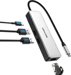 USB C to Ethernet Adapter 10Gbps Hub with 1* USB-C 2* USB-A 2.5Gbps Ethernet Port for Laptop Type C (Thunderbolt 4/3 Compatible) to Network for MacBook iPad Hp XPS Windows