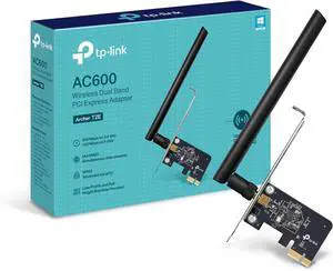 PCIe WiFi Card AC600 for Desktop PC Dual Band Wireless Internal Network Card(Archer T2E) High-Gain Antenna MU-MIMO WPA3 Low Profile Supports Windows 10/11