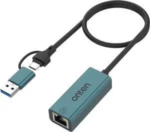 USB-A and USB-C to Ethernet Adapter Driver Free RJ45 to USB C or USB A Gigabit Ethernet LAN Network Adapter for Windows Mac OS iOS and More
