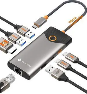 USB C Hub Ethernet 4K@60 USB C HDMI Adapter Multiport Type C Adapter 100W PD 5Gbps USB-A/C Data Ports Docking Station Compatible for MacBook/iPhone//HP/Surface