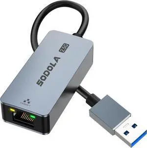 USB to Ethernet Adapter 2.5Gb Ethernet Adapter for Laptop Aluminum USB 3.0 to RJ45 Network Internet LAN Adapter Compatible for NAS Laptop Tablet PC Unter Windows 11/10/8 macOS USW