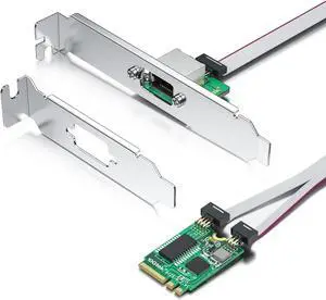 H!Fiber M.2 A+E Key 2.5G Ethernet Network Card Realtek RTL8125 Controller 10/100/1000/2500 Mbps Single RJ45 Port PCIe X1 with 0.18m(0.59ft) Cable 2.5 Gigabit NIC for Windows/Windows Server/Linux