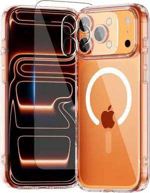 for iPhone 17 Pro Max Case Compatible with MagSafe Magnetic Slim Cover Anti-Yellowing & Shockproof Full Camera Protection Includes Screen & Lens Protectors Clear Protective Case