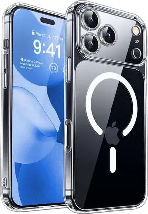 Magnetic Compatible with iPhone 17 Pro Max Case Clear Upgraded [Full Camera Protection] [Compatible with Magsafe] Non-Yellowing Protective Shockproof Bumper Phone Cover 6.9 Inch - Clear