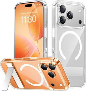 Magnetic for iPhone 17 Pro Max Case with [3 Stand Ways] [Military Grade Drop Protection] with Invisible Stand Shockproof Slim Case for iPhone 17 Pro Max 6.9 Clear