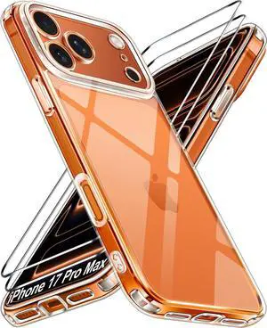 3-in-1 Clear Case Designed for iPhone 17 Pro Max 6.9 2025 with 2 Pack Tempered Glass Screen Protector Military Shockproof Hard Back Slim for 17 Pro Max Cover - Clear