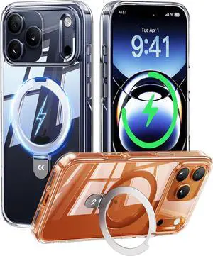 Ultra Magnetic Stand for iPhone 17 Pro Case Clear [Compatible with MagSafe] [16FT Military-Grade Protection] Transparent Slim Phone Ring 17 Pro Phone Cover 6.3 inch Clear