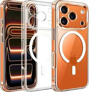 Magnetic Case for iPhone 17 Pro Max 6.9 [Compatible with Magsafe] [15 FT Military Grade Protection] Magnetic Charger Case Bumper Frosted Translucent Back for iPhone 17 Pro Max - Clear