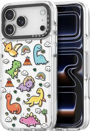 for iPhone 17 Pro Max Case Cute - Durable Shockproof 6.6 ft Drop Impact Phone Case - Funny Dinosaur Land Design (6.9) Clear