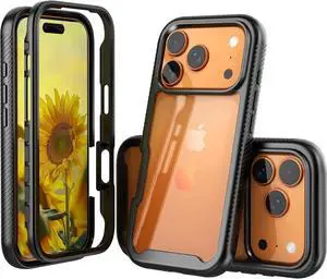 for iPhone 17 Pro Max Case Clear with Black Bumper Hybrid 2 in 1 Lightweight Shockproof Heavy Duty Protection Shock Resistant Sturdy Slim Fit Cover for iPhone 17 Pro Max 6.9 Inch Black