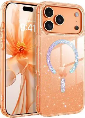 Magnetic for iPhone 17 Pro Max Case [Compatible with MagSafe] [Clear Crystal Glitter Bling] Shockproof Protective Sparkly Cute Women Girls Phone Case for iPhone 17 Pro Max 6.9 Clear Glitter