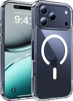Magnetic for iPhone 17 Pro Max Case [Anti-Slip] [Military-Grade Drop Protection] [Camera Protection] Skin-Friendly Slim Matte Shockproof Protective Case for iPhone 17 Pro Max Crystal Clear