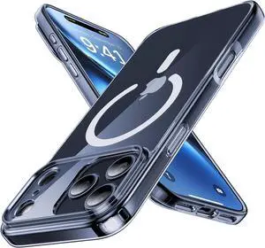Magnetic Shockproof for iPhone 17 Pro Max Case [Camera Protection][Compatible with Magsafe][Non-Slip][Mil-Grade Protection] Anti-Yellow Translucent Matte Phone Case for iPhone 17 Pro Max Clear