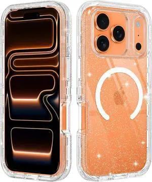 for iPhone 17 Pro Max Case Clear Magnetic [Anti-Yellowing] [Compatible with MagSafe] Shockproof 3-Layer Military Grade Protection Case for  iPhone 17 Pro Max 6.9 Clear Glitter