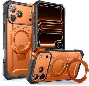 for iPhone 17 Pro Max Case with Kickstand (Unicorn Beetle Grip) [Camera Control Cover] [Compatible with MagSafe] [Military-Grade Drop Protection] Heavy Duty Magnetic Phone Case Coral