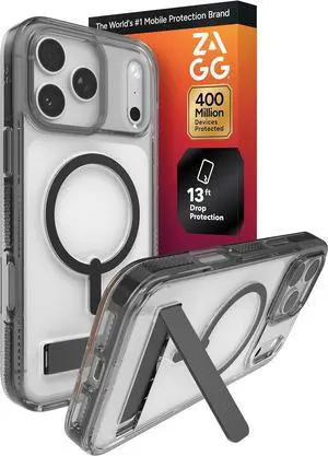 Santa Cruz Snap Case with Kickstand for iPhone 17 Pro Max - Jet Black Drop Protection (13ft/4m) MagSafe Charging Compatible ClearGuard Anti-Yellowing Technology Scratch Resistant Phone Case