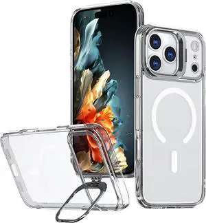 Magnetic Case Designed for iPhone 17 Pro Max Compatible with MagSafe Adjustable Stand Military Grade Protection Rugged Shockproof Cover for iPhone 17 Pro Max 6.9 inch Clear