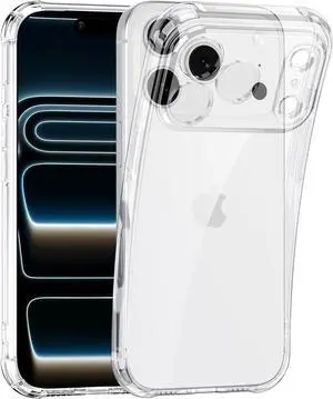 Clear case Compatible with iPhone 17 Pro Max Case Soft TPU Full Camera Protection Never Yellow Military Shockproof Protective Slim Case for iPhone 17 Pro Max 6.9 inch (Clear)