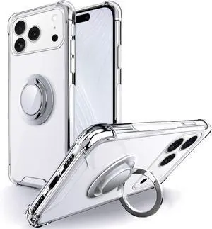 for iPhone 17 Pro Max Case Clear with Ring Kickstand Protective Shock -Absorbing Bumper Shockproof Phone Case for  iPhone 17 Pro Max 6.9 - Clear