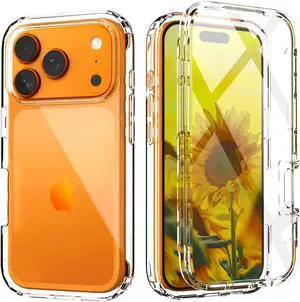 for iPhone 17 Pro Max Case with Build in Screen Protector Slim Fit & Lightweight Heavy Duty Protection Shock Resistant Shockproof Full-Body Shock Absorption Clear Hard Bumper Cover HD Clear