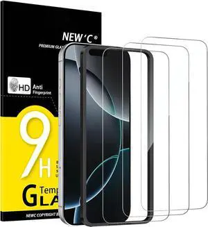 NEWC 3 Pack Designed for iPhone 17 Pro Max iPhone 16 Pro Max Screen Protector (6.9 inches) Enhanced Tempered Glass Protection with Easy Installation Tool Included Case Friendly Ultra Resistant