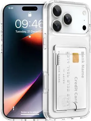 Wallet Case for iPhone 17 Pro Max 6.9 Inch Hard PC Heavy Duty Shockproof Protection Anti-Scratch Phone Cover with Credit Card Holder ID Card Slot Anti-Yellowing Clear Case for Women Men Wallet Case for iPhone 17 Pro Max 6.9 Inch Hard PC Heavy Duty Shockproof Protection Anti-Scratch Phone Cover with Credit Card Holder ID Card Slot Anti-Yellowing Clear Case for Women Men