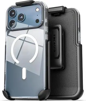 Encased Compatible with iPhone 17 Pro Max Belt Case with Phone Holster Clip Compatible with MagSafe (Crystal Clear)