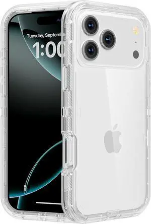 for iPhone 17 Pro Max Case Heavy Duty Shockproof Protection Phone Cases Anti-Drop Dual Layer Transparent Protective Cover Compatible with iPhone 17 Pro Max 6.9 inch Crystal Clear